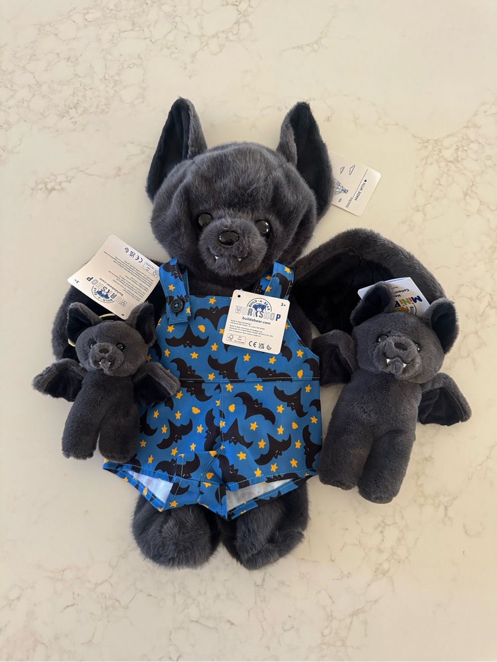 Build-A-Bear Workshop Bat Plushies with Overalls